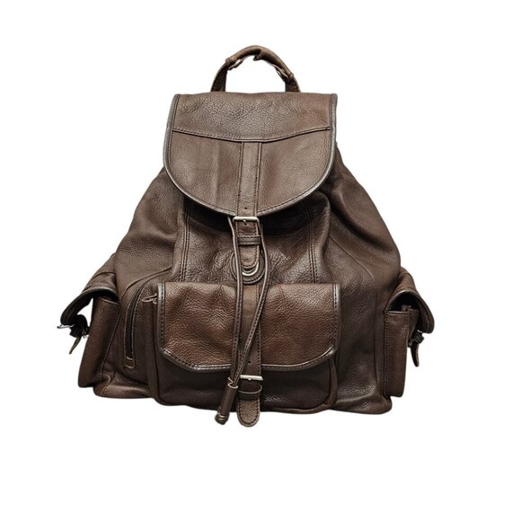Marlboro Handbags - Marlboro Vintage Leather Drawstring Boho Unlimited Promo Large Brown Backpack